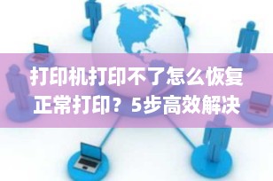 打印机打印不了怎么恢复正常打印？5步高效解决，告别卡纸、脱机、驱动异常！